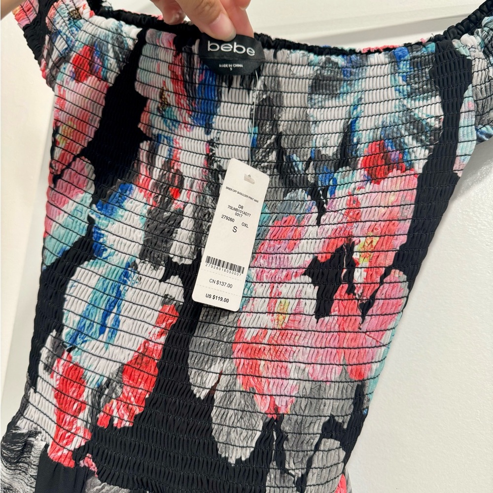 Bebe Multicolor Smocked Top